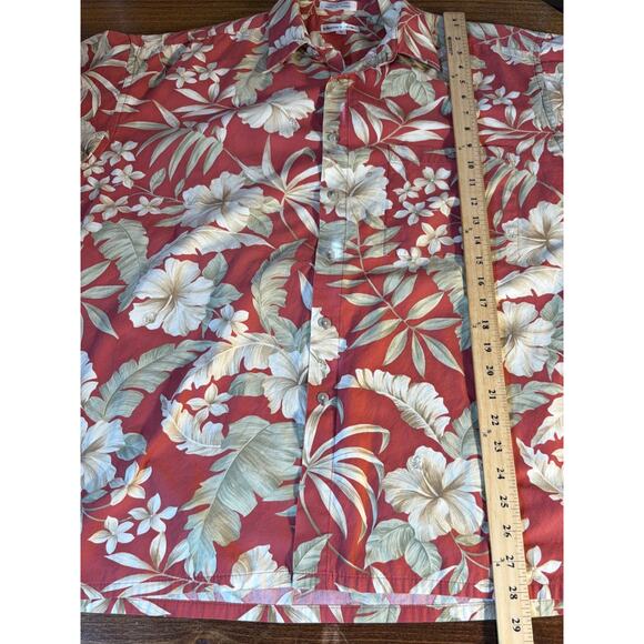 Vintage Pierre Cardin Button Up Shirt Large Red Hawaiian 100% Cotton Men’s L - Picture 5 of 5